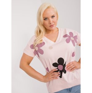 Light pink cotton blouse plus size