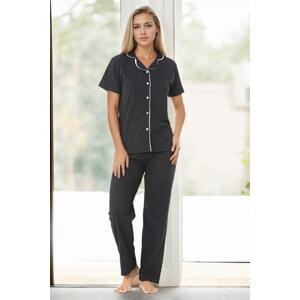 U4716 Dewberry Womens Short Sleeve Pyjama Set-BLACK