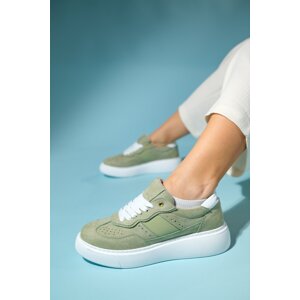 LuviShoes BEICE Green Suede Women's Sneakers