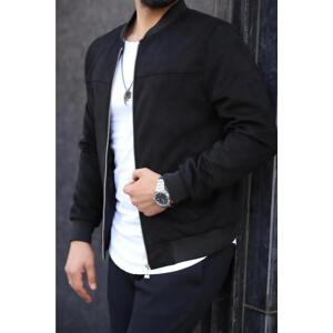 C9291 Dewberry Mens Suede College Jacket-BLACK