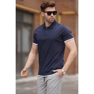 Madmext Navy Blue Basic Polo Neck T-Shirt 5885