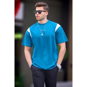 Madmext Petrol Blue Oversize Crew Neck T-Shirt 7003