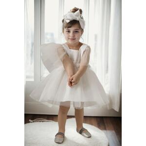 N2401 Dewberry Girls Satin Evening Dress-WHITE