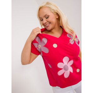 Red Plus Size Short Sleeve Blouse