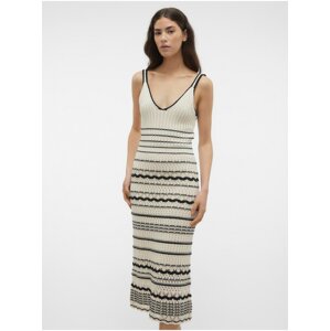 Black and cream women's striped midi dress Vero Moda Minou - Women