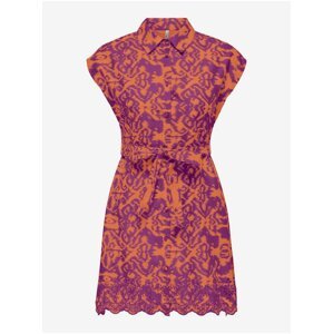 Orange-purple women's shirt patterned dress ONLY Lou - Women's