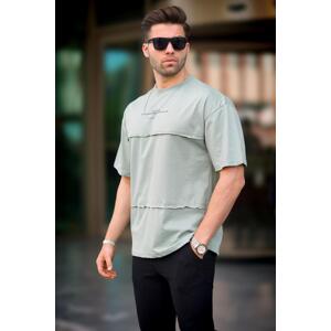 Madmext Green Oversize Printed Crew Neck T-Shirt 7017