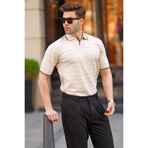 Madmext Beige Polo Neck Men's T-Shirt 6894