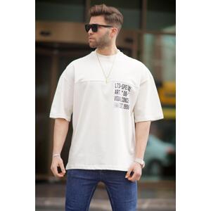 Madmext Ecru Oversize Printed Men's T-Shirt 6193