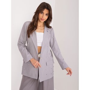 Grey women's blazer with appliqués