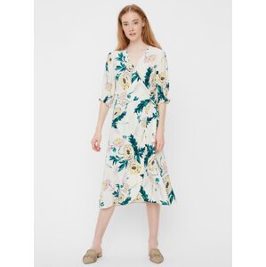 VERO MODA Oline Cream Floral Wrap Mididishes