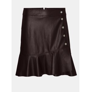 Dark brown leatherette skirt VERO MODA Liv