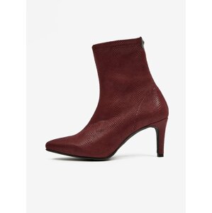 Burgundy ankle boots in suede with snake pattern OJJU