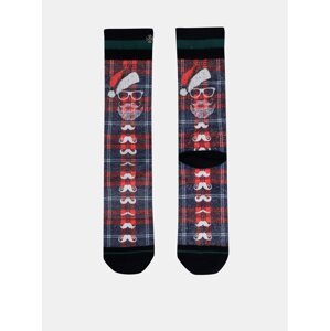 Blue-red men's socks with XPOOOS Christmas theme