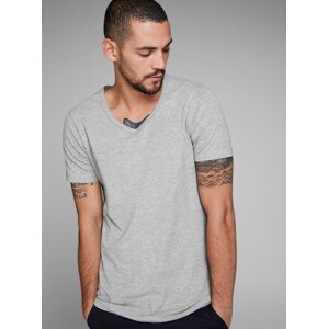 Grey annealed basic T-shirt with V-neck Jack & Jones Basic