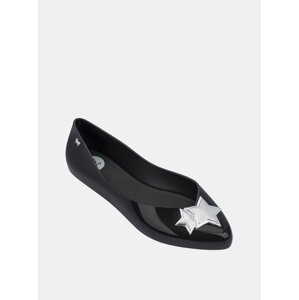 Black shiny ballerinas with details in silver Zaxy Chic