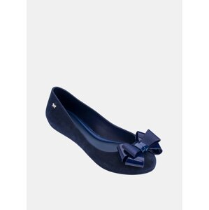 Dark blue ballerinas in suede finish with Zaxy Pop Flocket bow