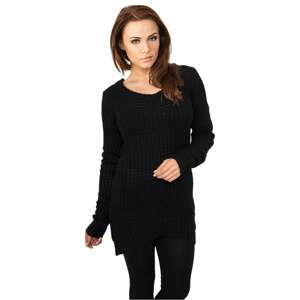 Women's sweater with a long wide neckline in black