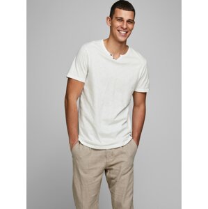 Cream T-shirt with buttons Jack & Jones Esplit