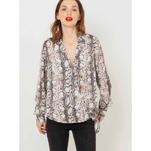 Grey Loose Blouse with Snake Pattern CAMAIEU - Women