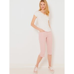 Light pink 3/4 striped trousers CAMAIEU