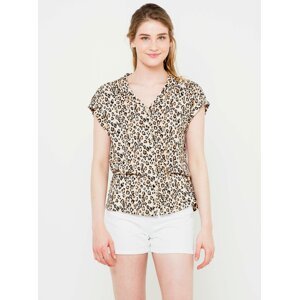 Beige Blouse with Leopard Pattern CAMAIEU - Women