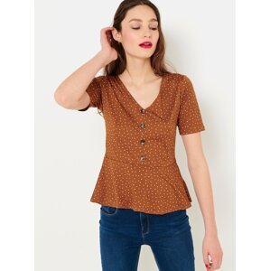 Brown polka dot blouse CAMAIEU - Women