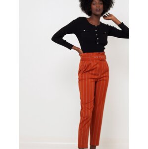 Orange striped trousers with belt CAMAIEU - Ladies