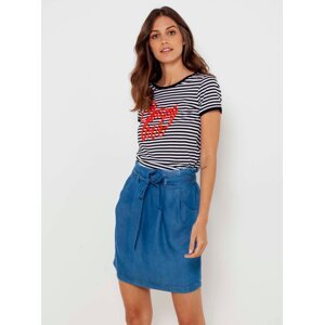 Blue Denim Skirt with CamAIEU Pockets - Women