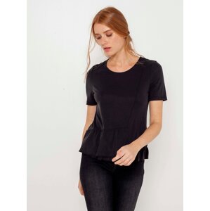 Black T-shirt with frills CAMAIEU - Women