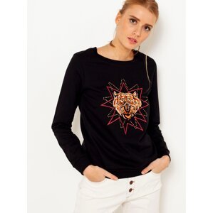 Black Sweatshirt with Tiger CAMAIEU - Women