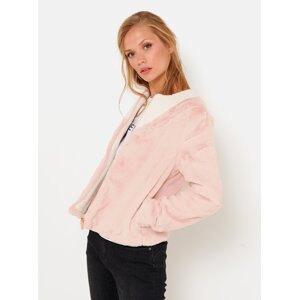 Light pink faux fur jacket CAMAIEU - Women