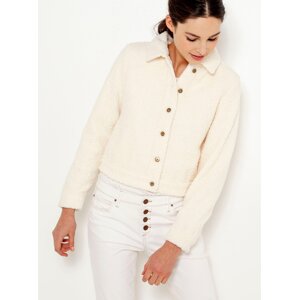 Cream jacket with faux fur CAMAIEU - Women