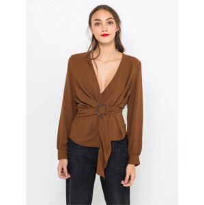 Brown blouse with decorative tie CAMAIEU - Ladies