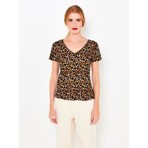 Brown patterned T-shirt CAMAIEU - Women