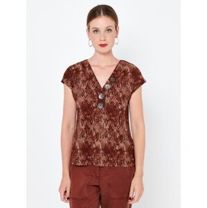 Brown blouse with snake pattern CAMAIEU - Women