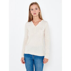 Cream light sweater with inscription on the back CAMAIEU - Women