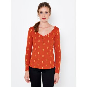 Orange patterned T-shirt CAMAIEU - Women