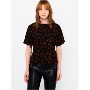 Black patterned T-shirt CAMAIEU - Women