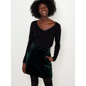 Dark green skirt in suede CAMAIEU - Women