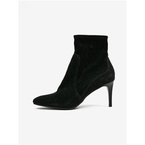 Black Women's Suede Ankle Boots CAMAIEU - Womens