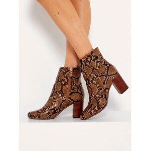 Brown Ankle Boots with Animal Pattern CAMAIEU - Women