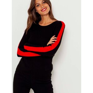 Black Light Sweater with Stripes on Sleeves CAMAIEU - Women