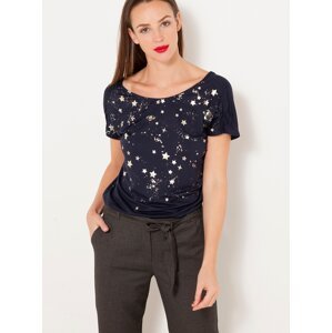 Dark blue T-shirt with CAMAIEU print - Women