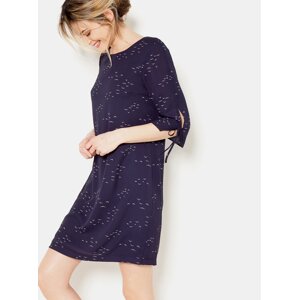 Dark Blue Patterned Dress with 3/4 Sleeve CAMAIEU - Women