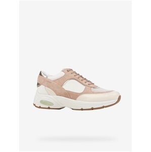 Beige Women's Leather Sneakers Geox Alhour - Women