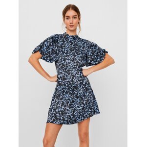 Blue floral dress with a stand-up collar VERO MODA-Lydia