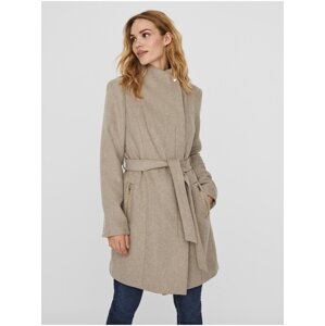 Women's beige coat with wool Vero Moda Wodope - Women