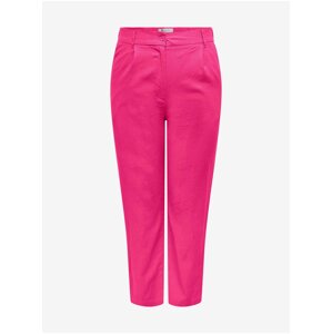 Dark pink women's linen trousers ONLY CARMAKOMA Caro