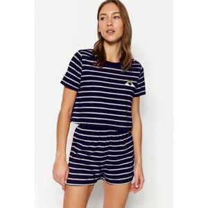 Trendyol Navy Blue Rainbow Printed T-shirt with Shorts and Knitted Pajamas Set